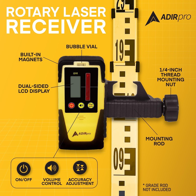 AdirPro Universal Rotary Laser Detector (LD-8) - Digital Rotary Laser
