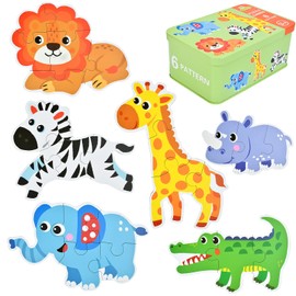 EKKONG Children's Puzzle, Wooden Toy for Children, Wooden Puzzle from 2 3 4 5 Years, Montessori Toy for Christmas, Birthday, Children's Day (Pack of 6)