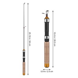 NUOBESTY Telescopic Fishing Rod, 64cm Small Fishing Pole Tool for Saltwater and Freshwater - Outdoor Activity