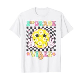 Girls 2nd Grade Vibes Smile Face Back to School Second Grade T-Shirt