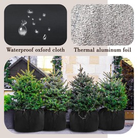 UNIFAMILY 2Pack Plant Pot Covers for Winter Freeze Protection with Drawstring and Zipper, Winter Plant Covers Freeze Protection Pot, Plants Frost Protect Bags for Keeping Warm(Black-M-17.7x19.6 in)
