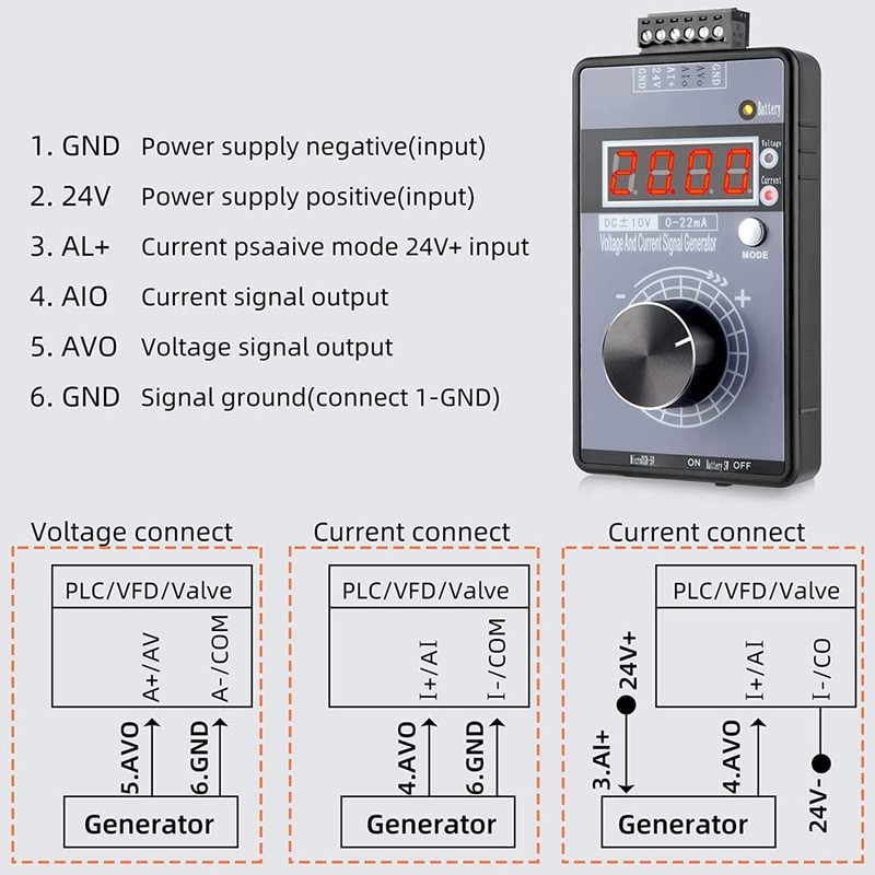 0/4-20MA DC 0-10V Signal Generator,Analog Generator with 4-Digit LCD Display,Accuracy