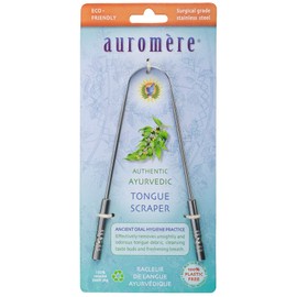 Auromere Tongue Cleaner, Ancient Oral Hygiene, Eco Friendly, Zero Waste, Stainless Steel, Eliminate Bad Breath (1 Pack)
