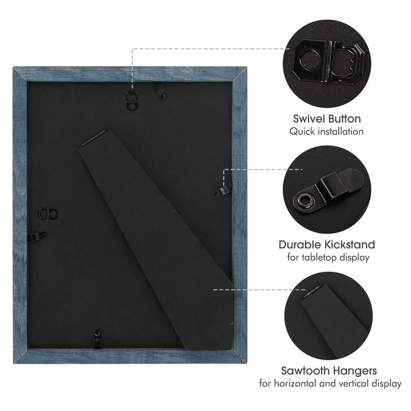 Frametory, 8.5x11 Picture Frame with Glass, Tabletop & Wall Horizontal