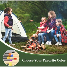 5 Pack Marshmallow Roasting Sticks Set, Extendable 32in Long Metal Barbecue Skewers with Wooden Handle, for Marshmallow, Hot Dogs, Camping, BBQ, Grill