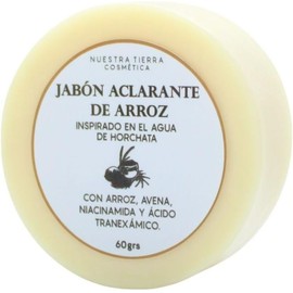 Nuestra Tierra Cosmética Jabón Aclarante de Arroz con Avena y Niacinamida, Inspirado en Agua de Horchata, 60g