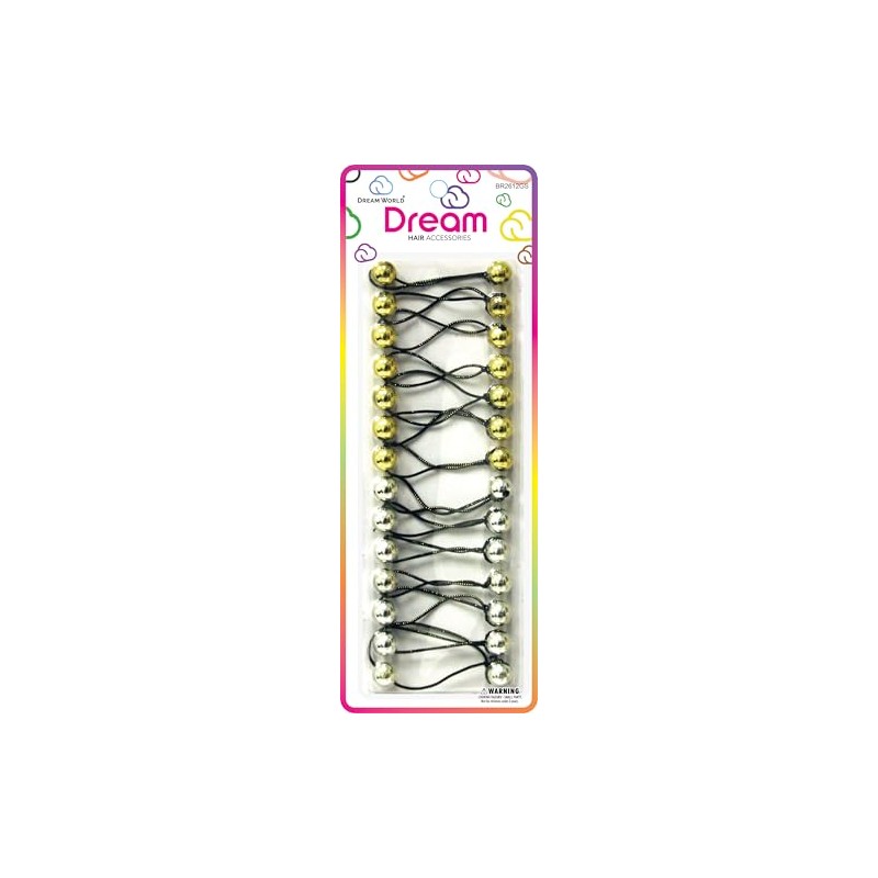 Dream World Ponytail Holder 12 MM Bead Solid Gold &
