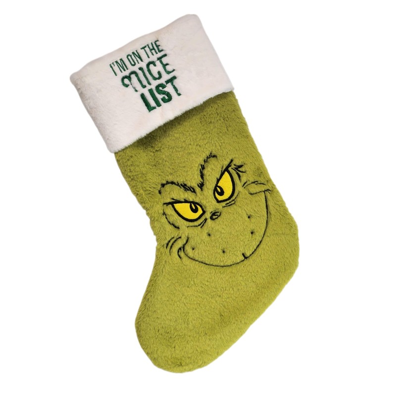 Divas World The Grinch Christmas Stocking: Large Green Naughty/Nice List