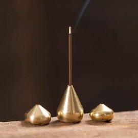 3Pcs Mini Brass Incense Holder, Incense Cone Holder, Portable Coil Incense Holder, Incense Stick Holder for Home Office Teahouse, Water Drop Shape