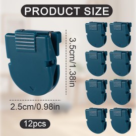 BOXOB 12pcs Cubicle Clips, Dark Blue Plastic Panel Cubicle Hooks for Fabric Walls Push Pin Picture Hangers for Hanging Notes Memos Documents Practical Home Office Classroom Accessories