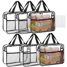 Xialvyu 6er PVC Aufbewahrungstaschen für Spielzeug, Mit Reißverschluss, Netzfächern, Transparenter wasserdichte Toilettentaschen für Bausteine, Badespielzeug, Puzzle(9x4x11.8inch)