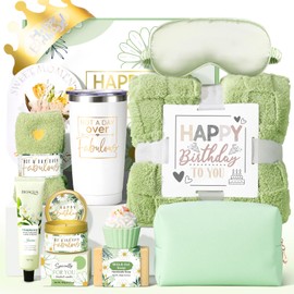 Birthday Gifts for Women Self Care Friendship Gifts, Vanilla Relaxing Spa Gifts Basket Care Package w/ Luxury Flannel Blanket 20 Oz Tumbler, Unique Mothers Day Gift Idea for Mom Her Friend Sister Wife