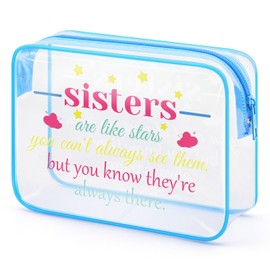 Gfhzdmf Long Distance Gift Clear Makeup Bag Sister Gifts form Sister Birthday Present for Her Cosmetic Bag Best Friend Birthday Surprises Friendship Present for Best Friend Bff Bestie