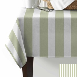 Boanket Waterproof Tablecloth - Sage Green Striped Oil Proof Spill Proof Table Covers, Modern Farmhouse Sage Green White Stripes 60 x 102 Inch - Rectangle Table Clothes for Dining Room, Party, Wedding