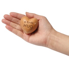 Wooden Heart Ornaments, Hand Holding Gift, A Little Hug, Tiny Hug Token, Missing You Gift For Friends Families