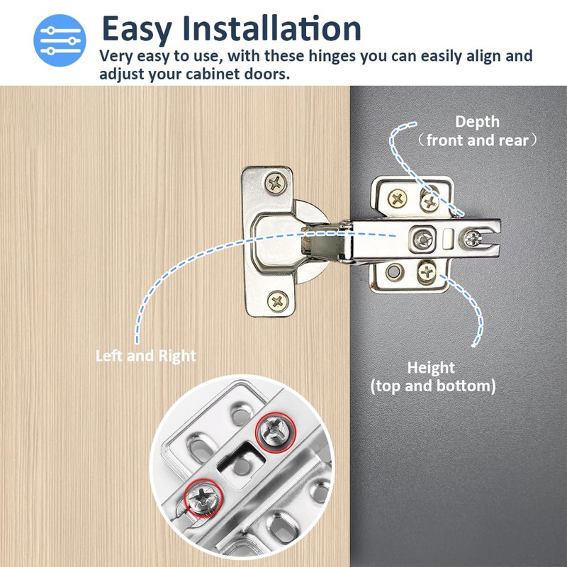 Pack of 4 Wardrobe Hinges, Soft Close Hinges for Cupboard