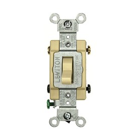 Leviton CS420-2I 20 Amp, 120/277 Volt, Toggle 4-Way AC Quiet Switch, Commercial Grade, Grounding, Ivory