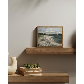 ARPEOTCY Framed Canvas Wall Art Prints, Living Room Hallway Shelf Decor, Seaside Landscape Picture Paintings Wall Decor, Vintage Decor for Bedroom Bathroom Table, Aesthetic Room Decor, 20x25cm