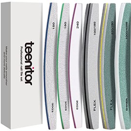 Teenitor Nail File and Buffer Set, 6pcs Nail Buffer Blocks Emery Boards for Nails, Nail Files for Acrylic and Gel Nails, 240 Grit Nail Files Professional for Natural Nails, Nail Filer Half-Moon