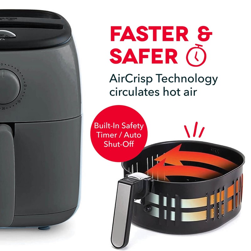 DASH Tasti-Crisp™ Electric Air Fryer Oven, 2.6 Qt., Grey –