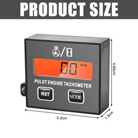 Digitaler Drehzahlmesser, Induktiver Drehzahlmesser Kleiner mit Hintergrundbeleuchtung, Drehzahlmesser Motorsäge, Induktiver Drehzahlmesser mit Stundenzähler,Drehzahlmesser für Motorrad Rasenmäher