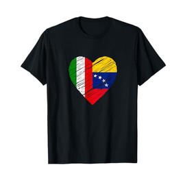 Venezuela Italy Heart Italian Flag Venezuelan Flag Heart T-Shirt