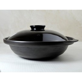 Casserole Clay Dry Pot Heat-resistant Premium Saucepan Ceramic Bowl with Lid Cook Soup Terrine Black (Black 8inch)