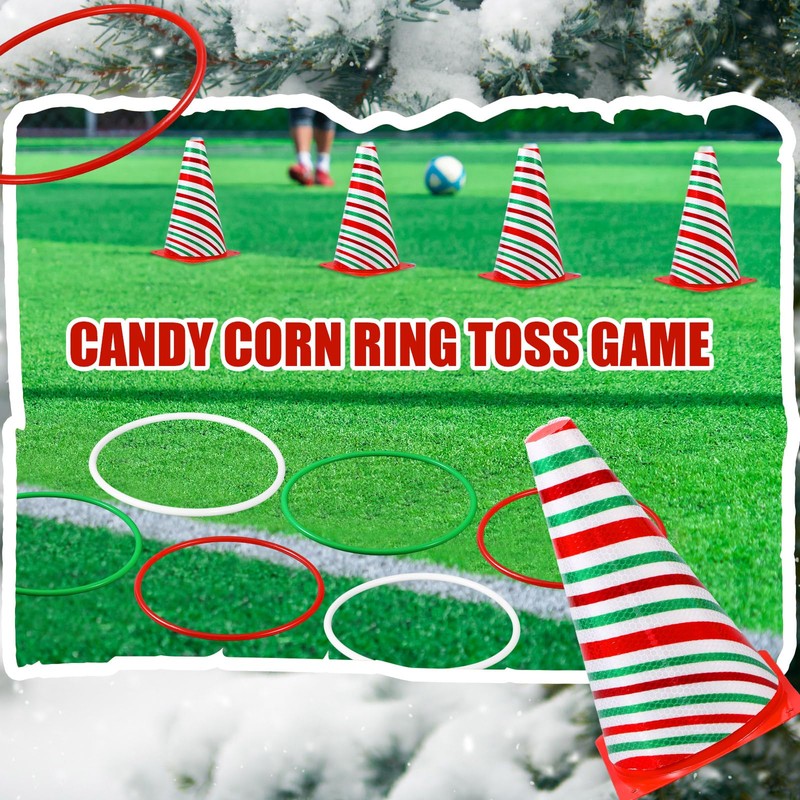 Leitee 6 Sets Candy Corn Ring Toss Game Plastic Cones
