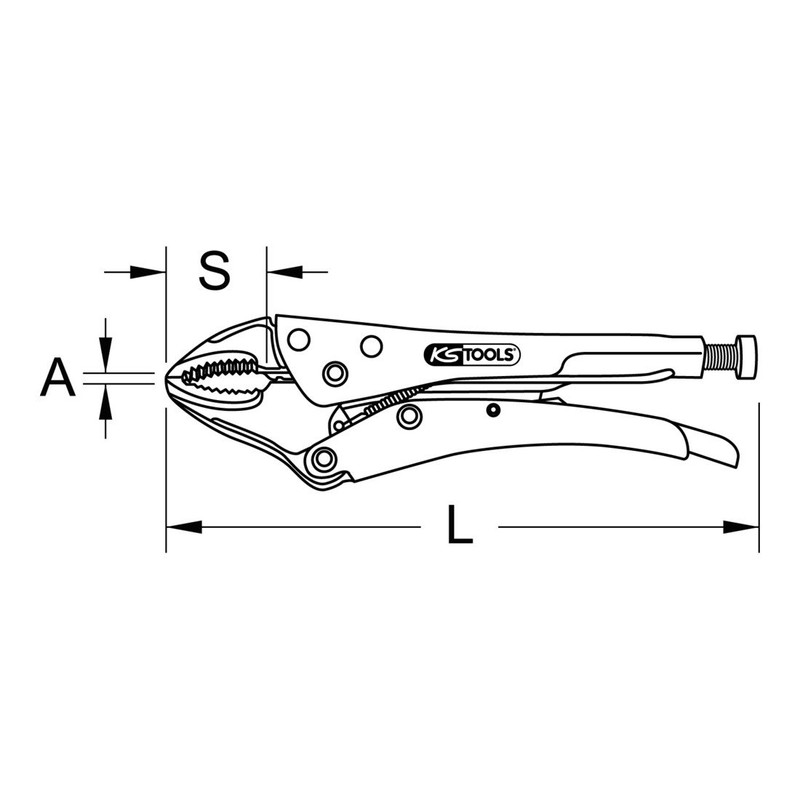 KS Tools 1151501 Locking Pliers Straight Jaws 28.5 mm Total