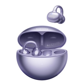 Sanag S6S Open Ear Free Clip-On Headphones, True Wireless Bluetooth Earphones with Microphone, IPX4 Waterproof Sports Earbuds, 38H Playtime OWS Design Fit Sport Running, App Custom Settings (Purple)