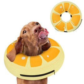 GoGoPaw Inflatable Dog Cone Collar to Stop Licking, Soft Neck Donut Collar After Surgery, Adjustable Recovery Cone for Small Medium Large Dogs (Orange,M)