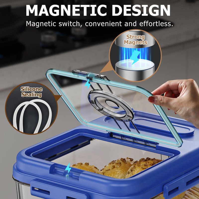 Olimingse Bread Box For Kitchen Countertop, Airtight Bread Storage Container,