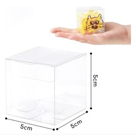 Dokpav 50 Piezas Caja de regalo transparente con cinta, caja de embalaje de plástico de 5x5x5 cm, cajas de plástico transparente para dulces, cajas de regalos para bodas, baby shower, fiestas