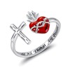 Sacred Heart of Jesus Ring 925 Sterling Silver Cross Rings