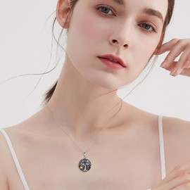 POPLYKE Tree Of Life Sobriety Necklace Sterling Silver Tree Of Life Sobriety Necklace Pendant Jewelry For Men Women