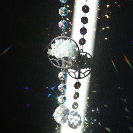 AB Coat Crystal Suncatcher Tree of Life Rainbow Prism Pendant Prism Hanging Crystal Ornament Gift Garden Home Party Decor