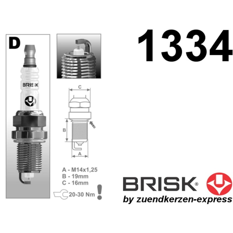 Brisk Silver DR15YS 1334 Spark Plugs Petrol LPG GPL CNG
