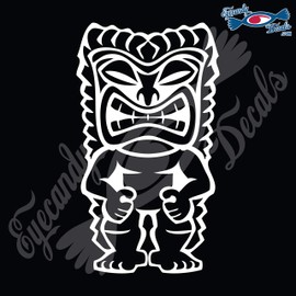 Eyecandy Decals Tiki Statue Detailed 6" White Decal Sticker