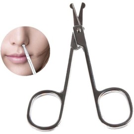 1Pc Silver Facial Hair Scissors for Men - Mustache, Nose, Beard, Eyebrows, Eyelashes Nose and Ear Hair Trimmers and Ear Hair Cutting Scissors - Professional Stainless Steel Trimming Scissors