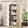 HSH Rotating Bookshelf Tower, 360°Revolving Bookcase with Wheels, Walnut