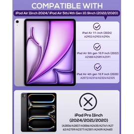 cantis Cantis Case for iPad Air 11-inch (M3) 2025/ (M2) 2024, iPad Air 5th/4th Generation (2022/2020) 10.9 Inch, Heavy Duty Shockproof Rugged Protective for i Pad Air 11', Purple+Purple