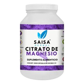 Citrato Magnesio 500 1000 Cápsulas Saisa Herbal Suplemento Alimenticio Anticalambres Energía Relajación Muscular