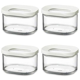 Mepal Modula Storage Container, 4-Piece Set, Storage Boxes with Lid, Kitchen Organiser & Storage Boxes, Stackable & Airtight, 4 x 175 ml, Colour: White
