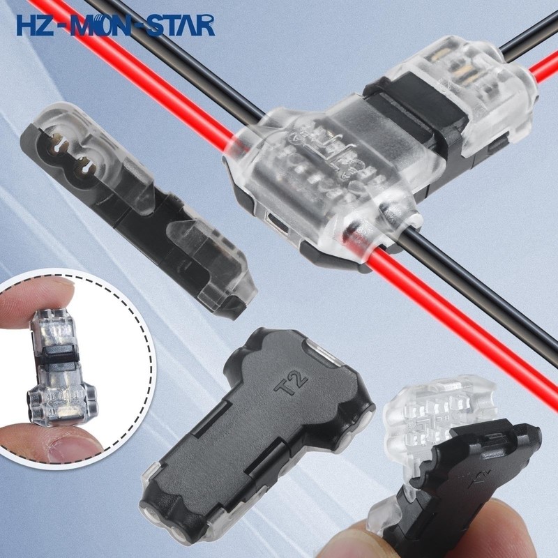 20-Piece T-Shaped 2-Pin Wiring Connector Car Connector Branch Wiring Connector