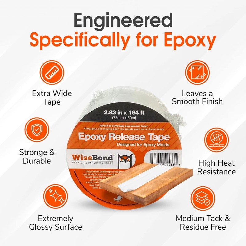 WiseBond 3-Pack Extra Wide Self-Releasing Epoxy Tape for Resin for