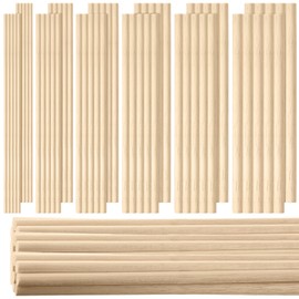 215 Pieces Balsa Wood Sticks Wooden Dowel Rods 1/8, 3/16, 1/4, 5/16, 3/8, 1/2 Inch Round Hardwood Unfinished Wooden Strips for DIY Molding Crafts Projects Making(Cylinder)