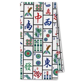 ChissNook Mahjong Gifts for Women, Mah Jong Themed Decorative Kitchen Dish Towels, Mahjong Accessories and Gifts Ideas for Mah Jong Lovers, 16x24 Inch