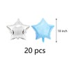 AnnoDeel 20pcs Silver Blue Star Foil Balloons,18inch Silver and light