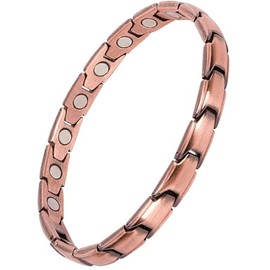 Feraco Copper Bracelet for Women Hand Forged 99.99 Solid Pure Copper Magnetic Bracelets with Pro Neodymium Magnets                                    