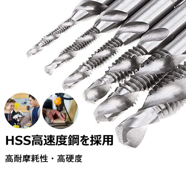 Tap Spiral HSS 6542 High Speed Steel Tap Drill Set M3-M10 (HSS4341, Silver)